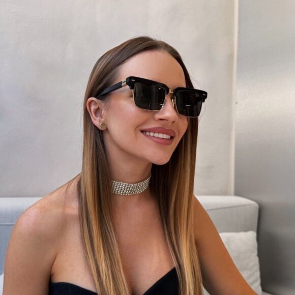 Miu Miu MU10ZS 1AB5S0 Sunglasses Black\\Gold Browline Frame main image 5